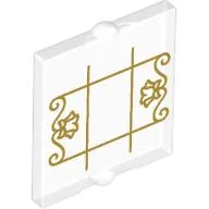 Glass for Window 1 x 2 x 2 Flat with Gold Window Lines Print / Trans-Clear