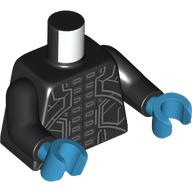 Lego Torso Robes with Silver Trim over Armor Print, Black Arms, Dark Azure Hands / Black