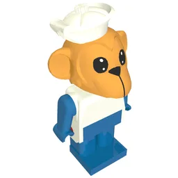 Fabuland Figure Monkey 3 with White Hat / White