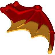 Lego Creature Body Part, Dragon / Thestral Wing with Bar Connection and Marbled Bright Light Orange Pattern