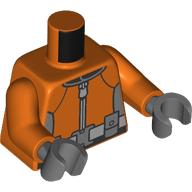 Lego Torso, Wetsuit, Light Bluish Grey Zipper, Utility Belt, Dark Bluish Grey Pouches print, Reddish Orange Arms, Dark Bluish Gray Hands / Reddish Orange