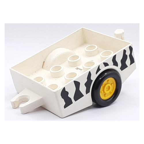 Lego Duplo Trailer with Hitch Ends and Yellow Wheels, Safari Stripe Print