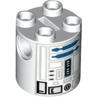 Brick Round 2 x 2 x 2 Robot Body with Blue and Gray Astromech Droid Print (R2-D2)
