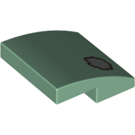 Lego Brick Curved 2 x 2 x 2/3 with Bullet Hole, Scratch print / Sand Green