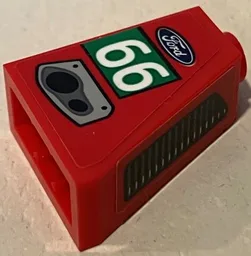 Slope 65 2 x 1 x 2 with Ford Logo, White '66' in Green Rectangle, Exhaust and Air Vent Pattern Model Right Side (Stickers) - Set 75881