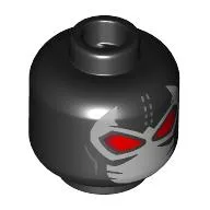 Minifig Head Bane, White Face Mask, Stitches, Red Alien Eyes, Bright Green Venom Tube on Back / Black