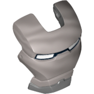 Lego Headwear Accessory Visor Top Hinge with Silver Face Shield and White Eyes Print (War Machine) / Dark Bluish Gray