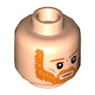 Lego Minifig Head Vincent van Gogh, Orange Eyebrows and Beard, Serious Print / Light Nougat