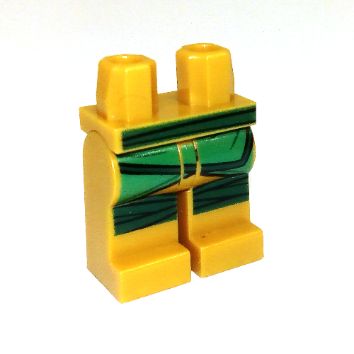 Lego Hips and Pearl Gold Legs with Dark Green Belt and Knee Wraps, Green Robetails Print / Pearl Gold