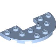 Lego Plate Round Half 3 x 6 with 1 x 2 Cutout / Bright Light Blue