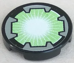 Tile, Round 2 x 2 with White Beam on Light Green Background Pattern (Sticker) - Set 8118
