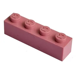 Modulex Brick 1 x 4 with M on Stud / Modulex Pink