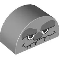 Duplo Brick 2 x 4 x 2 Curved Top with Rock Face Print / Light Bluish Gray