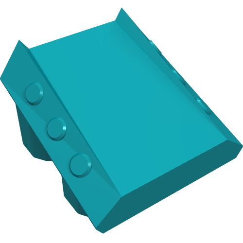 Lego Brick Sloped 2 x 2 No Studs, with 3 Side Pistons Raised Edges / Dark Turquoise