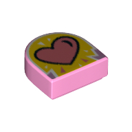 Lego Tile 1 x 1 Half Circle with Bright Pink Heart, Yellow Background print