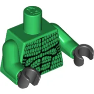 Torso Muscles Outline with Scales Print, Green Arms, Black Hands / Green