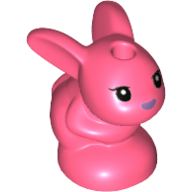 Lego Animal, Rabbit / Bunny, Baby Sitting with Black Eyes and Lavender Nose Print / Coral