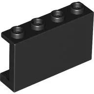 Panel 1 x 4 x 2 with Side Supports - Hollow Studs / Black