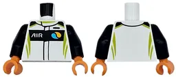 Torso Racing Suit with Lime Curved Stripes and 'AIR' and Octan E Logo on Black Chest Panel Pattern / Black Arms / Orange Hands