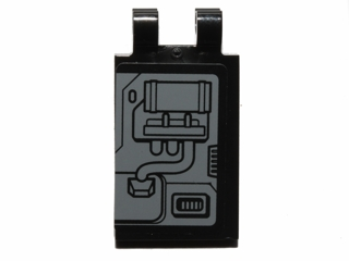 Lego Tile, Modified 2 x 3 with 2 Clips with SW Machinery and Piping Pattern Model Left Side (Sticker) - Set 75018