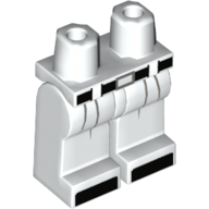 Lego Hips and White Legs with Black Belt and Boot Tips, Dark Bluish Gray Pleats and Belt Buckle Print / White