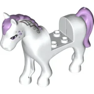 Animal, Horse with 2 x 2 Cutout, Lavender Eyes, Face Decoration, Mane and Tail Print / White