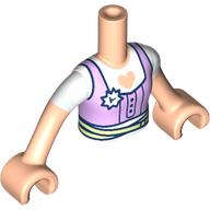Lego Minidoll Torso Girl with Lavender Top, White Badge, White Shirt with Heart Shape, Yellowish Green Belt print, Light Nougat Arms and Hands / Light Nougat
