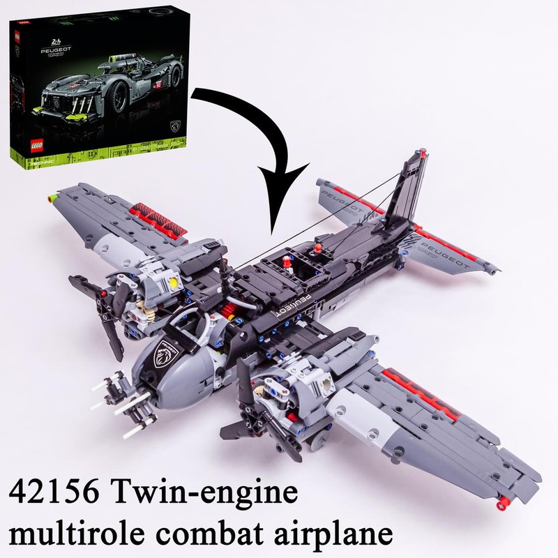 Lego Twin-Engine Multirole Combat Airplane (42156 Peugeot 9X8 Le Mans Hybrid Hypercar c-model)