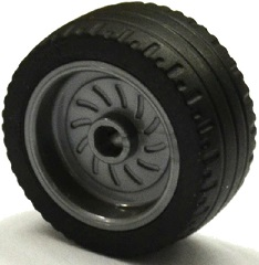 Lego Wheel 18mm D. x 12mm with Axle Hole and Stud with Black Tire 24 x 12 Low (18976 / 18977)