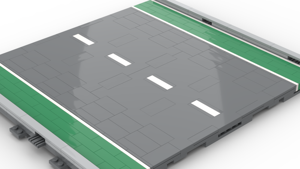 Lego 60304 Straight Road, extended with bike lane and guttering