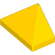 Lego Brick Sloped 45° 2 x 1 Triple with Ovoid Bottom Pin / Yellow