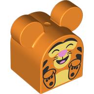Lego Duplo Brick 2 x 2 x 2 Curved Top with Tigger print / Orange