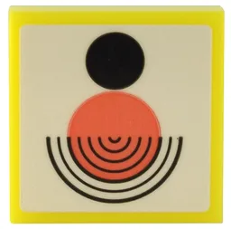 Tile 2 x 2 with Picture with Black and Coral Circles and Half Circle Lines Pattern (Sticker) - Set 41732 / Vibrant Yellow