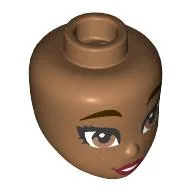 Minidoll Head, Dark brown Eyebrows, Brown Eyes, Dark Red Lips, Freckles Print / Medium Nougat
