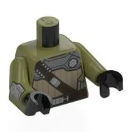 Torso Armor with Dark Tan Panel, Dark Brown Shoulder Strap Print, Olive Green Arms, Black Hands / Olive Green