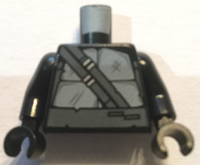 Lego Torso Turtle Shell with Dark Bluish Gray Horizontal and Diagonal Belt Pattern / Black Arms / Black Hands