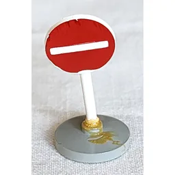 Road Sign Old Round with No Entry Print & Type 2 Base / White