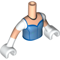 Lego Minidoll Torso Girl, with Medium Blue Dress, Blue Trim, Light Nougat arms, White Hands / Light Nougat