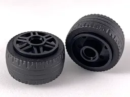 Wheel 18mm D. x 14mm with Pin Hole, Fake Bolts and Shallow Spokes with Black Tire 24 x 12 Low (55981 / 18977)