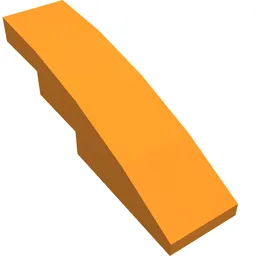 Brick Curved 4 x 1 No Studs [Stud Holder with Asymmetric Ridges] / Orange