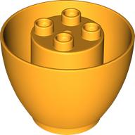 Lego Duplo Cone (Elliptic Paraboloid) 4 x 4 x 2 1/2, Inverted / Bright Light Orange