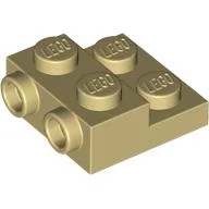 Plate Special 2 x 2 x 2/3 with Two Studs On Side and Two Raised [Half Hollow Anti-stud] - Updated Version / Tan