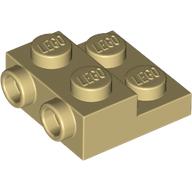 Lego Plate Special 2 x 2 x 2/3 with Two Studs On Side and Two Raised [Half Hollow Anti-stud] - Updated Version / Tan