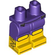 Lego Hips with Dark Purple Legs and Yellow Boots Pattern with Yellow Knee Pads, Clasps on Side, Silver Belt Print / Dark Purple