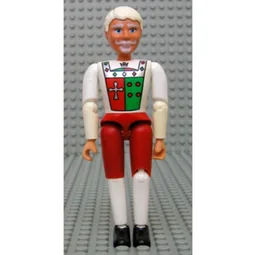 Belville Figure Articulated Elbows, Male, White Hair, White and Red Pants, Shirt Insignia Print (King) / [No Color/Any Color]