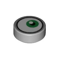 Tile Round 1 x 1 with Green Eye Print / Light Bluish Gray