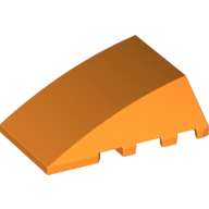 Lego Brick Wedged, Curved 4 x 4 No Top Studs / Orange