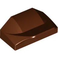 Brick Wedged, Curved 1 x 2 x 2/3 No Studs, Wing End / Reddish Brown