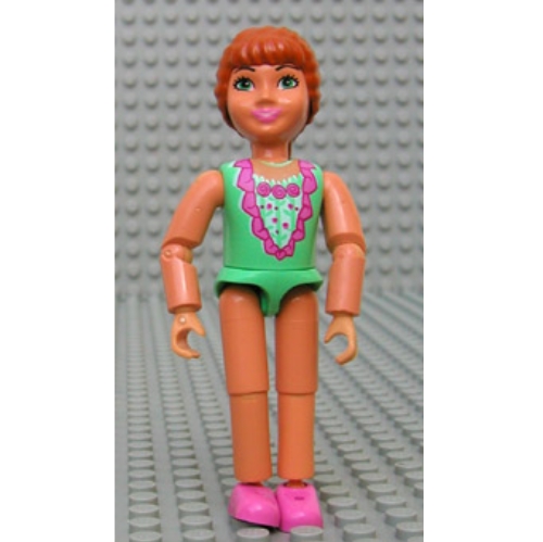 Lego Belville Figure Articulated Elbows, Child, Female, Dark Orange Hair, Swimsuit with Flowers (Princess Flora) / Nougat