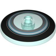 Lego Dish 4 x 4 Inverted with Open Stud [Radar] with Black, Light Blue, and Metallic Silver Circles Print